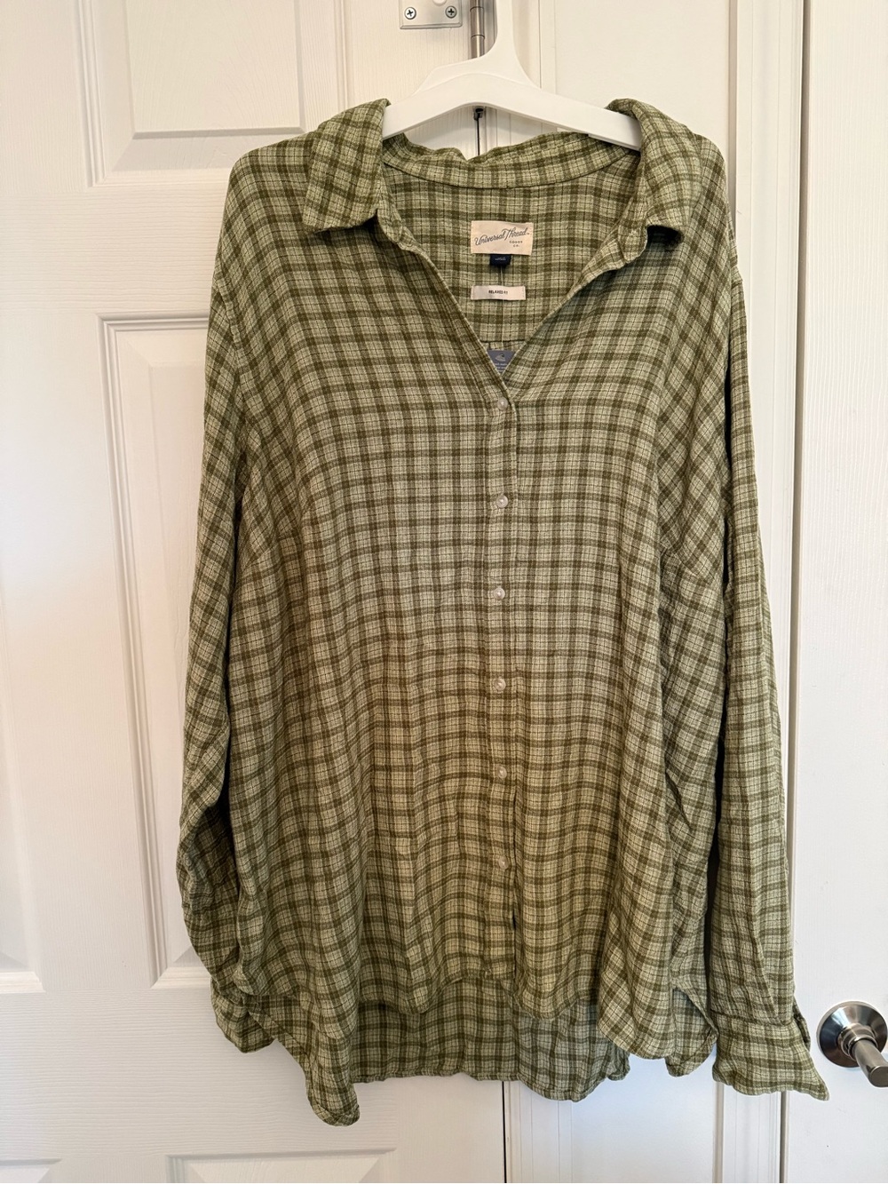 Universal Thread Olive Plaid Relaxed Button-Down Shirt
